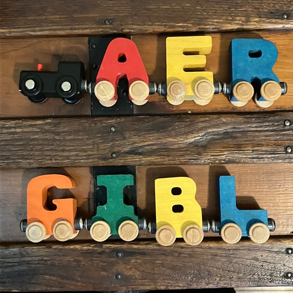 Lot of Name Trains Wooden Alphabet Letters Magnetic Train Wood Toy A E R G I B L - Picture 1 of 4